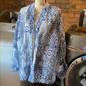 Ruby Rd 20w Blue Button Up top
